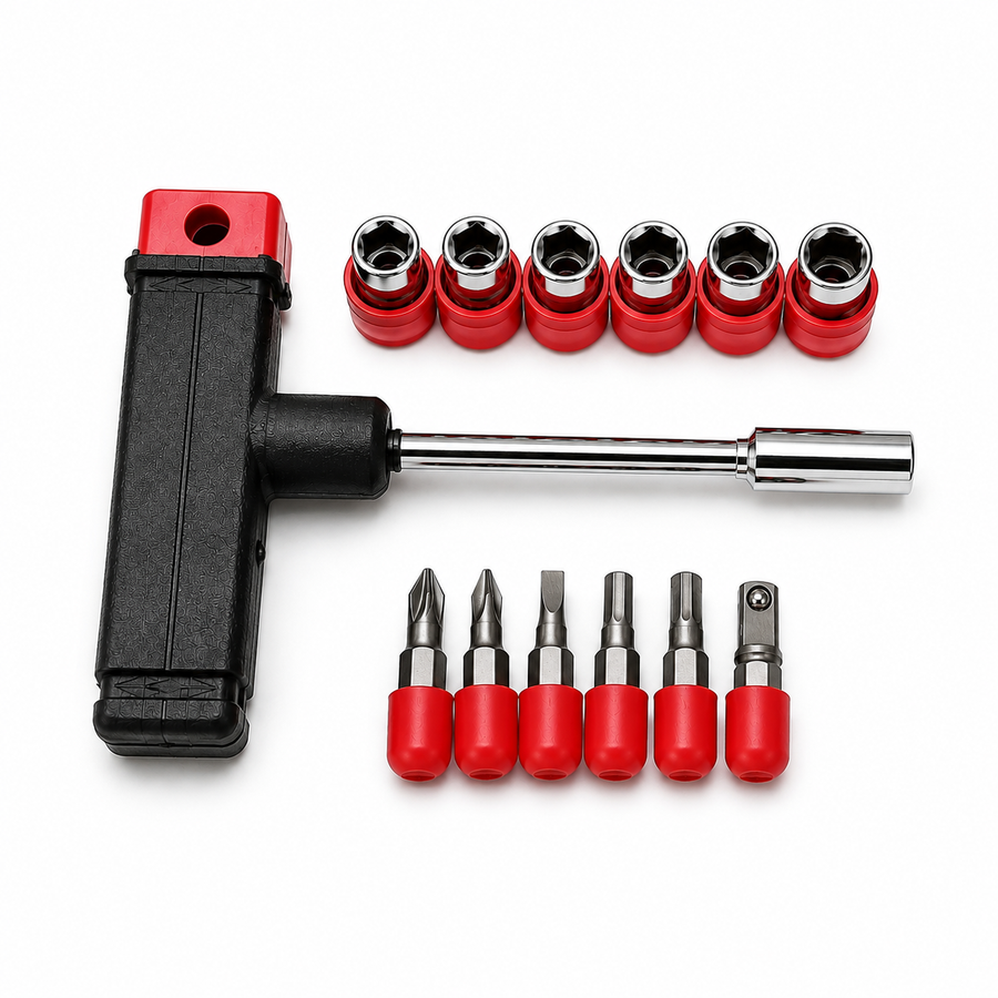 طقم الطوارئ المتكامل للسيارة 5 في 1 | منفاخ هواء 150 PSI + عدة إصلاح الإطارات + طقم مفاتيح احترافي + أدوات صيانة